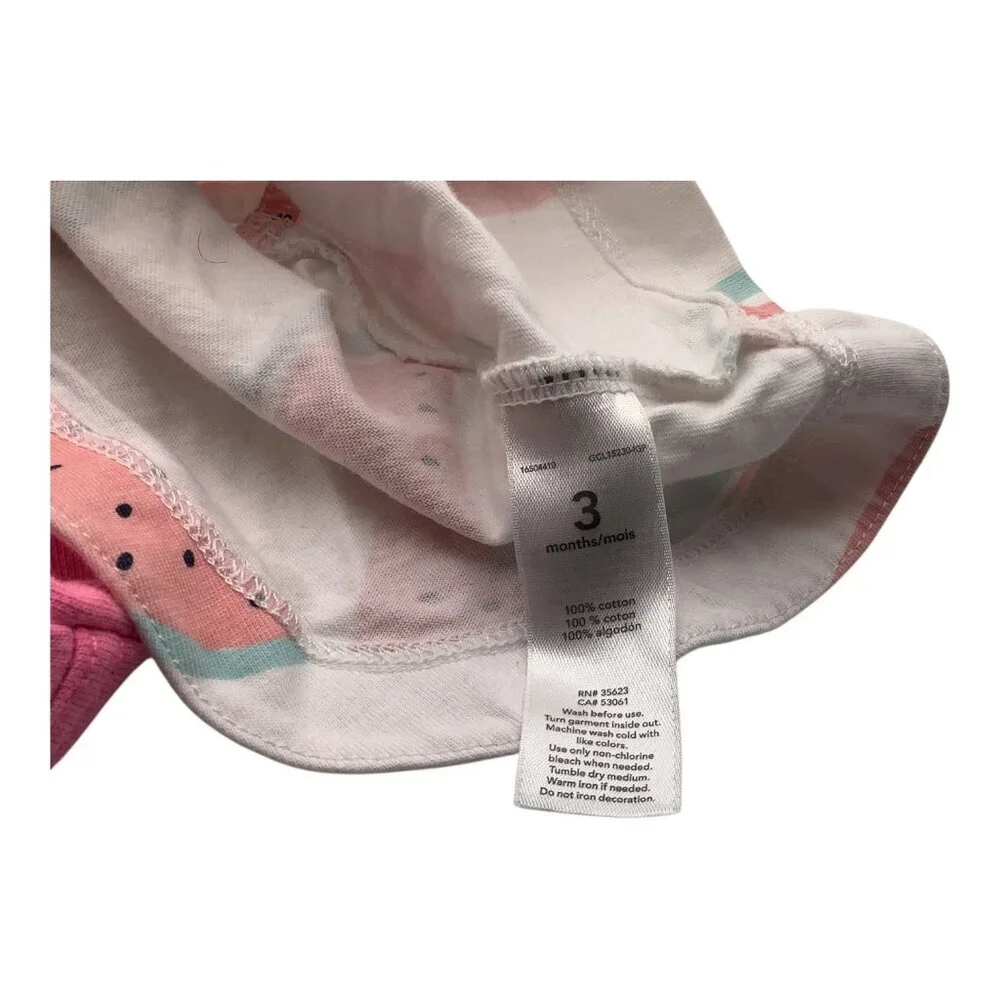 Carter's Lot of 2 Girls 3 Months‎ White Watermelon Sleeveless Shirt Pink Pants